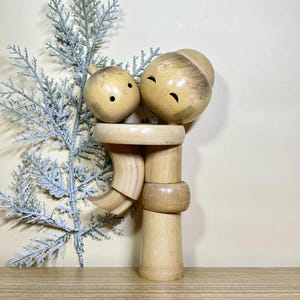 Kokeshi Doll, Vintage Japanese Creative doll &quot;Nakayoshi-san&quot; by Kishi Sadao (18.5cm.)
