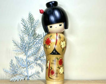 岸 貞男 Sadao 創作 こけし creative kokeshi doll Kokeshi Doll, Vintage Japanese Creative Doll 