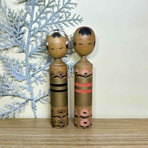 Pair Kokeshi Doll, Vintage Japanese Creative doll (13.5cm./14cm.)