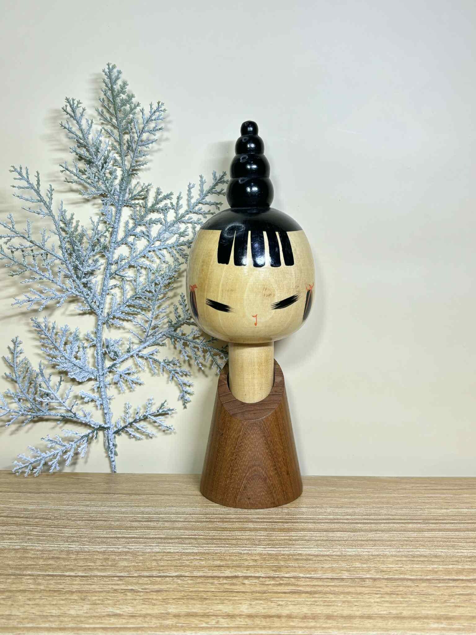 珍しいこけし人形、会田晴峰（会田青峰）作のヴィンテージ日本の創作