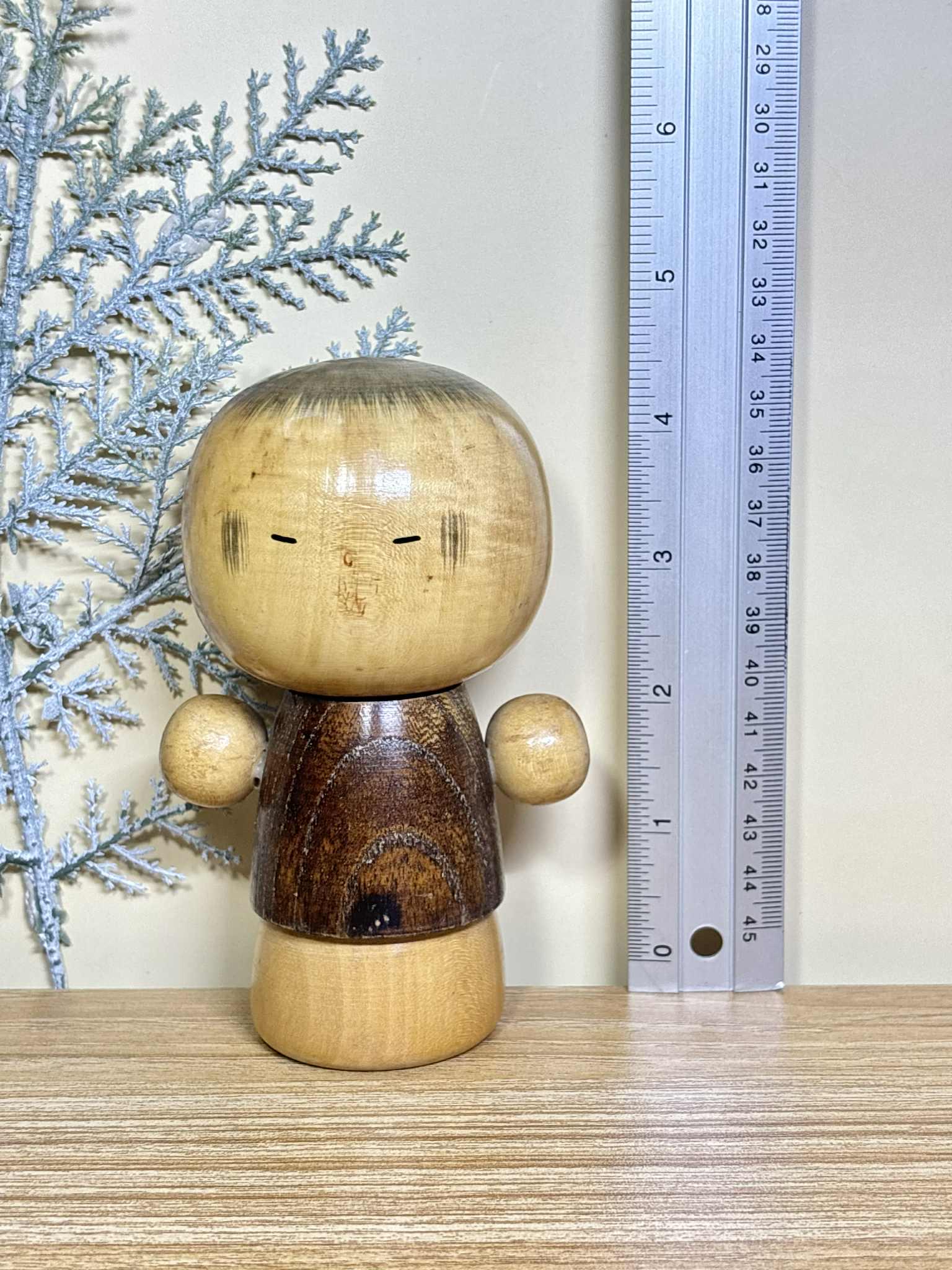 希少なこけし人形、加藤光明作のヴィンテージ日本製創作人形（12.5cm