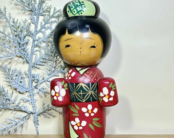 保坂虎雄創作こけし、ヴィンテージ木製創作こけし、日本の手作り民芸品