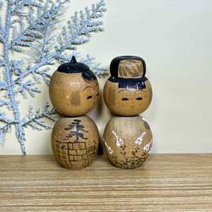 Pair Kokeshi Doll, Vintage Japanese Creative doll (9.5cm./9.5cm.)