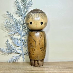 こけし人形、田村昇作のヴィンテージ日本の創作人形（19.5 cm）