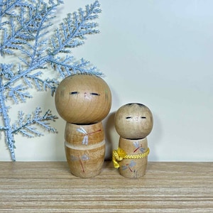 Pair Kokeshi Doll, Vintage Japanese Creative doll "Dragonfly" (8.5cm./6cm.)