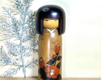 岡本卯三郎創作こけし、ヴィンテージ木製創作こけし、日本の手作り民芸