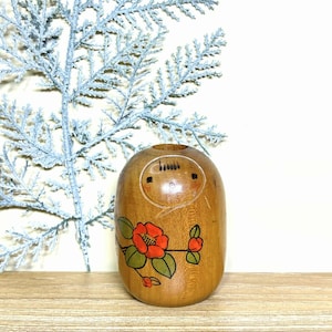 Kokeshi Doll, Vintage Japanese Creative doll &quot;Blooming Flowers&quot; (7.9cm.)