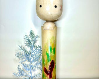 珍しいこけし人形、会田晴峰（会田青峰）作のヴィンテージ日本の創作