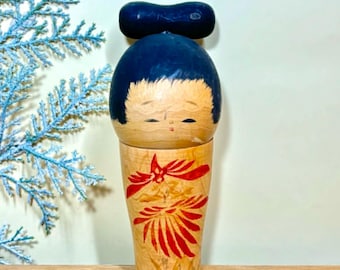 珍しいこけし人形、会田晴峰（会田青峰）作のヴィンテージ日本の創作