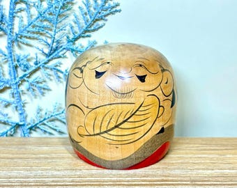 Vintage Daruma Wood Painted Miniature Doll Set of Seven Made in
