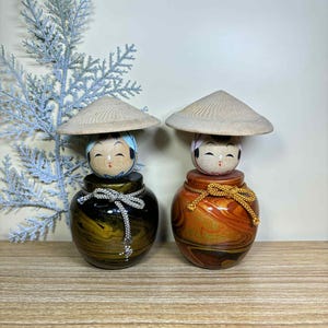 Pair Kokeshi Doll, Vintage Japanese Creative doll (15cm./15cm.)