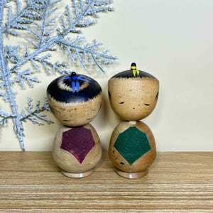 Pair Kokeshi Doll, Vintage Japanese Creative doll (8cm./8cm.)