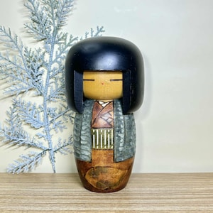Kokeshi Doll, Vintage Japanese Creative doll by Kisaku (17.5cm.)