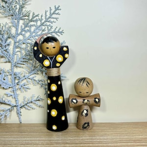 Kokeshi Doll(Set of 2), Vintage Japanese Creative doll (14.5cm./8cm.)