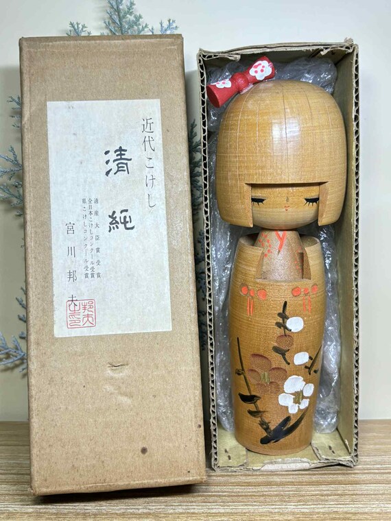 Poupée kokeshi japonaise vintage créative 22 cm / 8,7