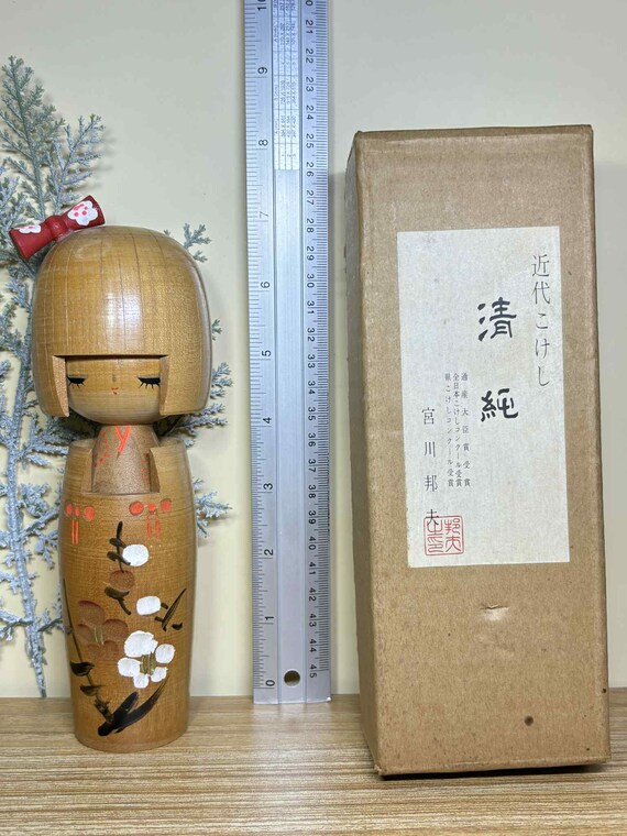 Poupée Kokeshi Japonaise En Bois - Vintage - 9,5 Pouces - Artisanat Traditionnel
