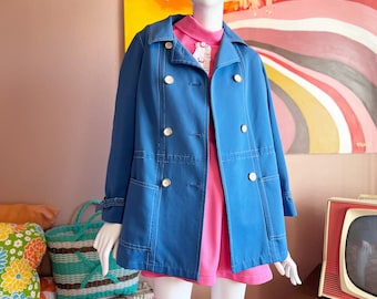 Vintage 60s Misty Harbor Jacket Aqua Blue Women's Size L 14 Water
