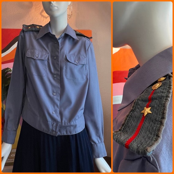 Sz S-M 70s Sailor Navy Nautical Blue Uniform Blou… - image 1