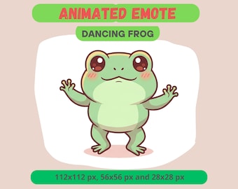 Frog Dancing Animated Emote for Streamers, Giftuber Cartoon GIF For Kick, Discord, Twitch - Animal PNG Reaction, Channel Point Sticker Badge