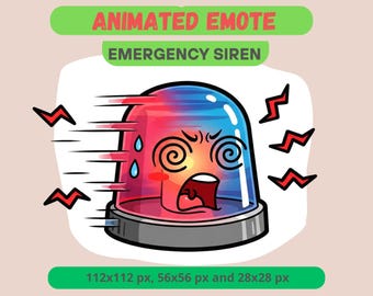 Emergency Siren Animated Emote for Streamers, Red Blue Alert Light GIF For Kick, Discord, Twitch,  Spinning Alarm Reaction, Halloween Badge