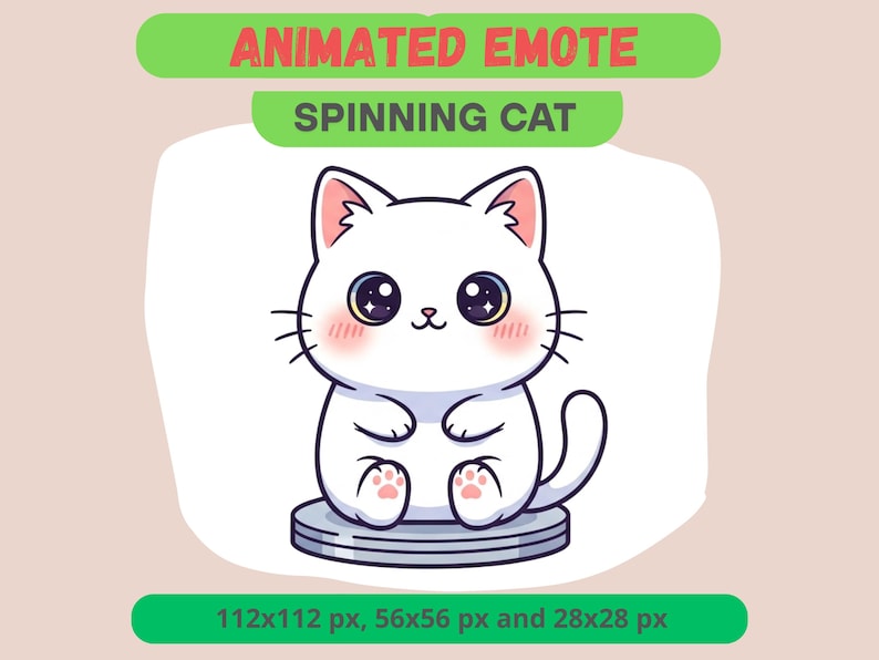 Spinning Cat Animated Emote for Streamers - Kawaii Chat GIF for Kick ...