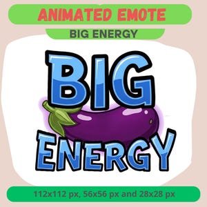 Big Eggplant Energy Animated Emote for Twitch, Static Meme Funny GIF For Kick, Discord, Youtube Streamers, Kawaii Reaction, Stream Sub Badge
