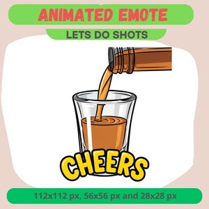 Shot Glass Animated Emote for Streamers, Cheers Alcohol Pour GIF For Kick, Discord, Twitch, Drunk Tequila Reaction, Halloween Badge, Instant