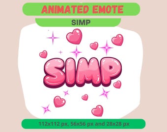 Simp Animated Emote For Streamers, Pink Hearths GIF For Kick, Discord, Twitch, Text Reaction, Chat Sticker, Youtube Sub Badge