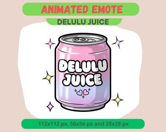 Emote animado Delulu Juice para streamers de Twitch, GIF de reacción divertida para Discord, YouTube, TikTok - Insignia de suscripción de superposición de Kawaii Streamer