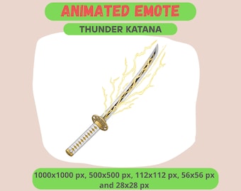 Katana Animated Emote Zenitsu Inspired, Thunder Breathing Stream Gif, Sub Badge For Twitch, Kick, Discord, Youtube, Tiktok, Demon Destroying