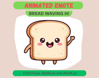 Bread Waving Animated Emote for Streamers, Cute Toast Slice GIF For Kick, Discord & Twitch, Foodie PNG Reaction, Channel Point Sticker badge