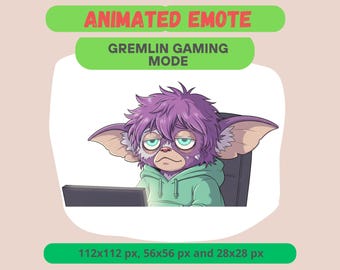 Gremlin Gamer Mode Animated Emote for Streamers, Funny Tired Gremlin GIF For Kick, Discord Twitch Nerd Reaction Gaming Channel Point Sticker
