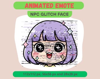 NPC Glitch Animated Emote for Streamers, Pixel GIF For Kick, Discord, Twitch, OBS, Kawaii Freeze Reaction, Tiktok Yum Meme Channel Point