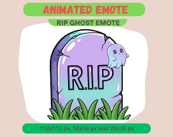 RIP Ghost Animated Emote for Twitch, Kick Streamers, Instant Download Tombstone GIF For Discord, Tiktok, Youtube, Ghost Meme Halloween Badge