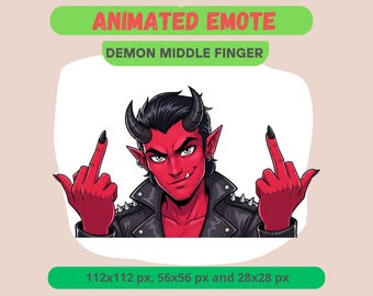 Demon Middle Finger Animated Emote for Streamers, Dashing Hellboy GIF For Kick, Discord, Twitch, Kawaii Edgy Reaction, Channel Point Badge