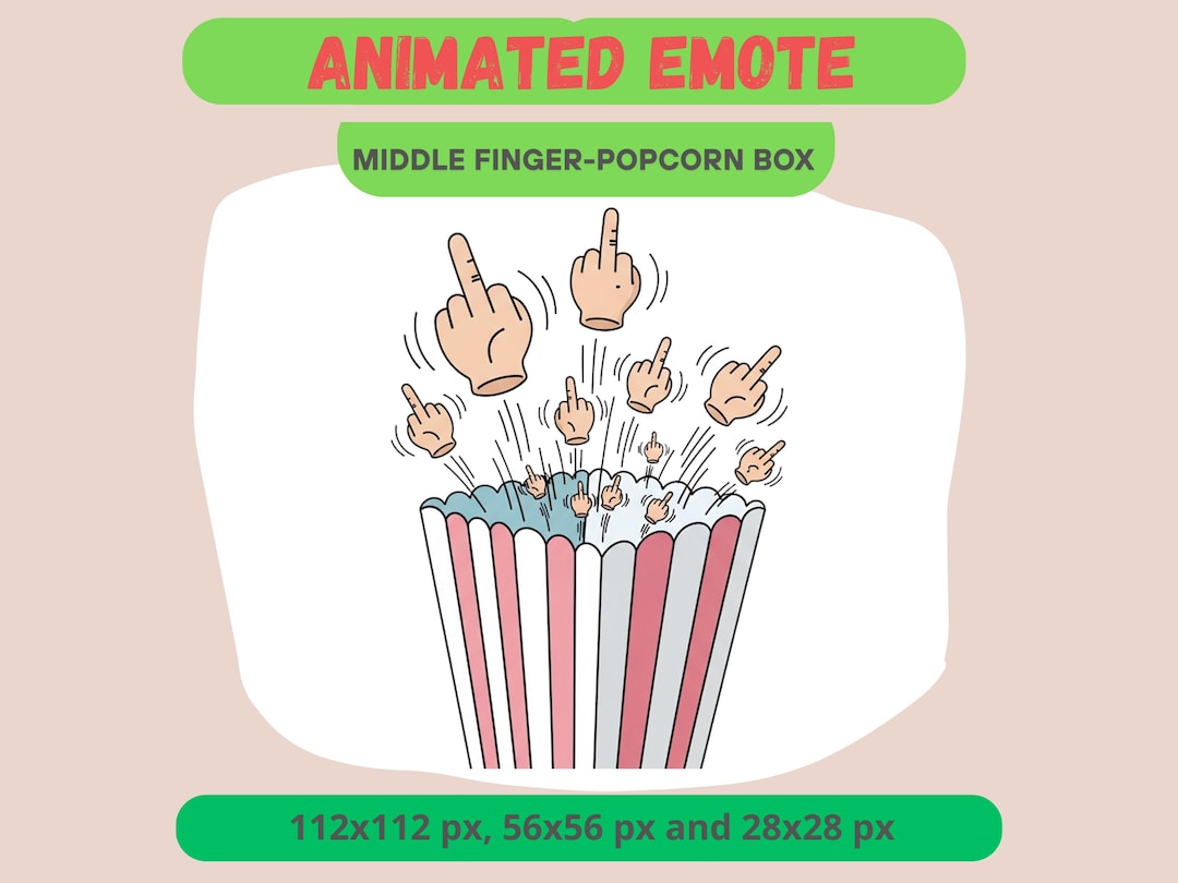 Middle Finger Popcorn Animated Emote for Twitch, Funny Exploding ...