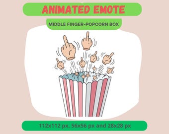 Middle Finger Popcorn Animated Emote for Twitch, Funny Exploding Flipping Off Box GIF For Kick, Discord Streamers Rage Reaction Stream Badge