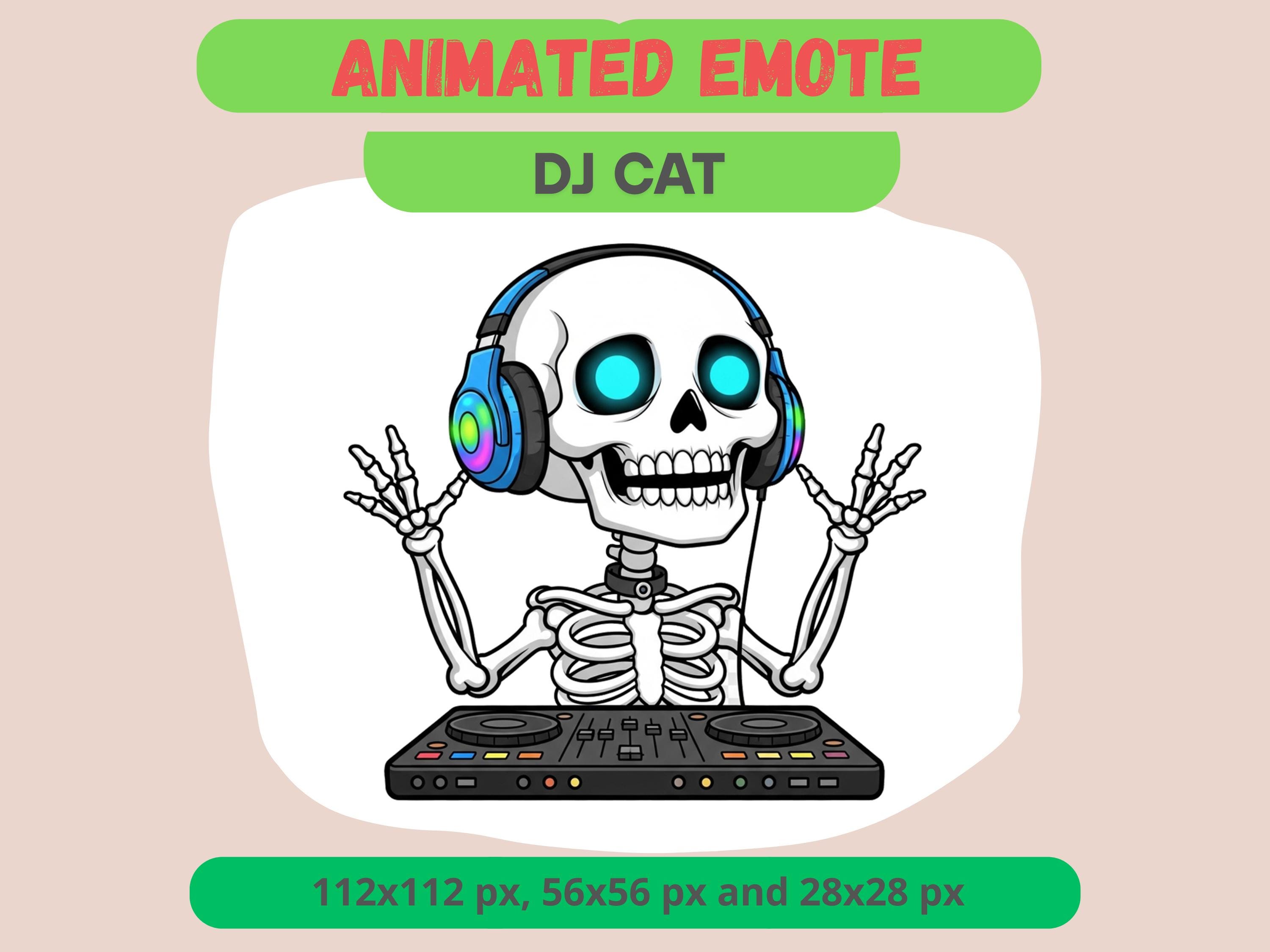 ストリーマー向けスケルトンDJアニメーションエモート、キック、Discord、Twitch、Hypeストリーマーリアクション向けゴススカルクラブハイプGIF、パーティークラブバイブスバッジ  - Etsy 日本