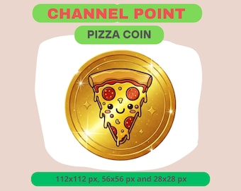 Pizza Coin Emote for Streamers, Kawaii Pizza Slice Channel Point Png For Kick, Discord, Twitch Cute Food Sub Badge Reaction Sticker Download