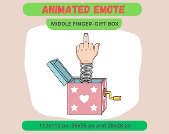 Middle Finger Animated Emote for Twitch, Funny Flipping Off Gift Box GIF For Kick and Discord Streamers, Kawaii Sassy Reaction, Stream Badge