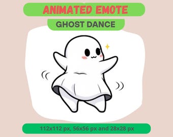 Dance Ghost Animated Emote for Streamers - Playful Spinning Chat GIF For Kick, Discord, Twitch, Youtube - Halloween Reaction Channel Point