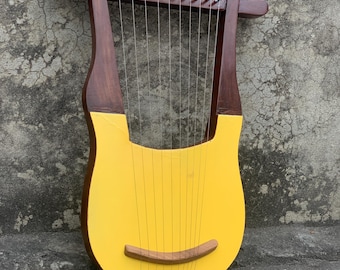 Rosewood Lyre Harp 10 Strings Wooden Lyre with Free Tuning key and Bag