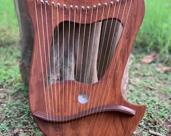 Handmade Musical Lyre Harp 18 Strings Wooden Lyre Harp With Free Tuning key and Bag