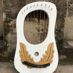 White Lyre Harp Rosewood 10 Strings/Lyra Harp Free Bag and Strings Set And Key