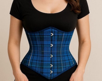 Women Classic Tartan Underbust Corset Scottish Plaid Waist Trainer Tartan Corset Available in 45+ Tartans