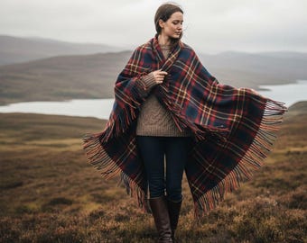 Tartan Dam Cape Sjal Klassisk Skotsk Sjaal Dam Rutig Vinterstola Varm Vintersjal Finns i 50+ Tartaner