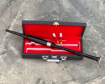 Traditional Irish Rosewood Black Bagpipe Practice Chanter wooden Musical Instruments With Free Hard Case & Reeds