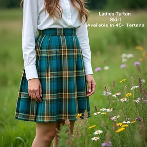 Scottish Ladies Tartan Skirt Highland Plaid Women Skirt Available in 45+ Tartan Colors