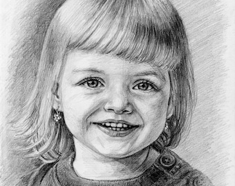 Custom Pencil Portrait from Photo, Hand Drawn Personalized Sketch, Realistic Graphite Drawing Art