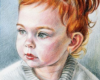 Ritratto personalizzato con matite colorate da foto, schizzo realistico disegnato a mano, disegno originale